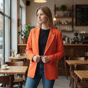 Vintage Women's Pendleton Size 16 100% Virgin Wool One-Button Blazer - Red - JC